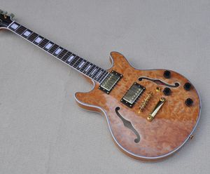 Semi-Hollow Body Original E-Gitarre mit goldener Hardware bietet gestepptes Maple-Top, Logo/Farbe Customize