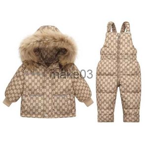 Giù per bambini giù per la giacca abbigliamento set di 30 gradi inverno giacca giù per le generali bambini calda abito caldo toppa per cappotti j230823