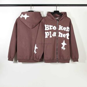 Sweatshirts Mens Designer Hoodies Fashion Streetwear Broken Moon Xiaozhongchao Brand Foam Letter Zipper tröja Cardigan American Casual Loose Mens and Womens Ja