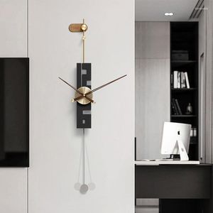 Wanduhren Nordic Large Uhr Modernes Design Holz stiller Pendel Luxus Metall Uhren Duvar Saati Wohnzimmer Dekor GPF50YH