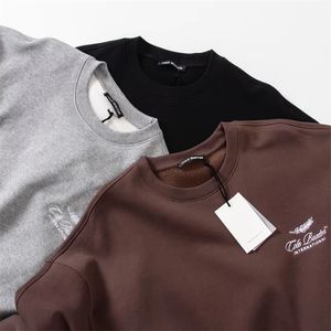 Men Women Casual Oversized Brown Black Gray Sweatshirts Classic Embroidery Pullovers Hoodie High Quality