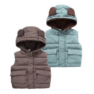 Coloque Coloque Autumn Inverno Criança de menina de colete sem mangas de cor pura com casacos ao ar livre com capuz Jackets de zíper casual para crianças 230822