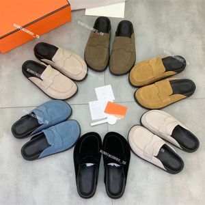 Designer Women Slippers Go Mules Slippers Rubber Flat Sandals Baotou Thick Bottom Sandal Boston Clogs Wrapped Toe Leather Slipper Summer Beach Flip Flops With Box