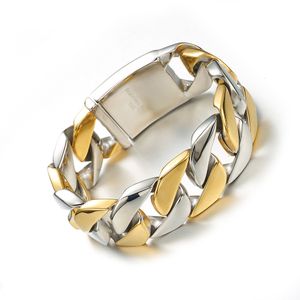 Charmarmband mode 26mm brett enormt tungt guld silver färg rostfritt stål trottoarklänk kedja armband armband för män smycken 230822