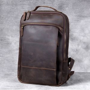 Школьные сумки Винтаж сумасшедшая лошадь подлинная кожаная рюкзак мужски для мужчин ежедневный багпак мужской рюкзак
