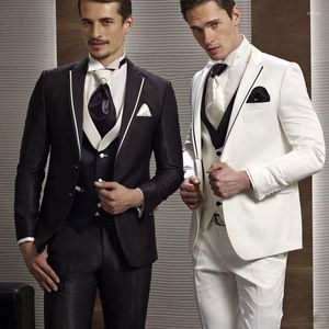 Ternos masculinos 2023 estR vestido de noiva branco Tuxedo Groom Wear Black Groomsmen Suit Blazer 3 Peças Conjunto