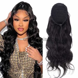 Syntetiska peruker Alipretty Body Wave Human DrawString Remy Hairpiece Natural Ponytail Clip in Hair For Woman X0823