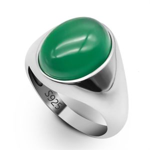 Anelli nuziali all'ingrosso 925 Sterling Silver Stone Made uomini vintage Verde Mano Mano Maschio Male 230822