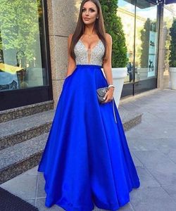 Casual Dresses Solid Color Summer Women's Sexy V-Neck Sleeveless Sequin High-Waisted Blue Long Swing Dress