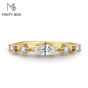 Anelli di nozze Mintybox D Color VVS1 18K Ring per donne 925 Sterling Silver Wtihe Gold Engegament Band Gioielli Fine Gioielli 230822