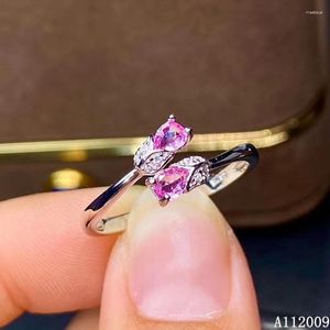 Clusterringe Kjjeaxcmy Boutique Schmuck 925 Sterling Silber Eingelegtes natürliches rosa Sapphire Ring Ladies Classic Support Testing