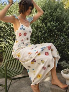 캐주얼 드레스 여성 여름 튜브를위한 꽃 무늬 프린트 슬립 레벨 드레스 우아한 긴 여성 2023 휴가 힙합 패키지 로브