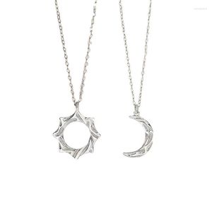 Łańcuchy Srebrny kolor Słońce księżyc wisiorki naszyjniki miłośnicy retro krótki łańcuch naszyjnik Choker przyjaciółki Kobiety biżuteria moda