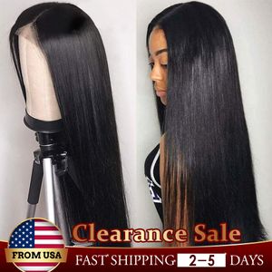 30inch Indian Bone Straight 4x4 Lace Closure Human Hair Wigs for Women 180% PrePlucked Bleached Knots Lace Wig Natural Black