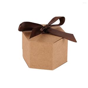 Geschenkverpackung Hochzeit Candy Box Party Favor Boxen Kuchen Schokolade Zuckerverpackung Verlobungsgeburtstag Vorschlag Feier Brown braun