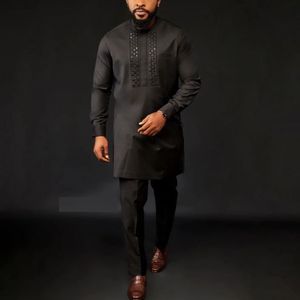 Men's Tracksuits The Summer Banquet Ethnic Wind Dashiki Men's Suit Unique Design Personality Flamboyant Long-Sleeved Top Pants Two-Piece Set 230823