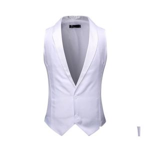 Ternos masculinos Blazers Blazers Shawl White Gollar Tuxedo Vest Men Dress Vester Marca Slim Sleeless Calele