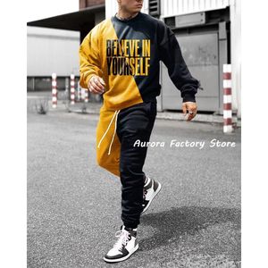 Herren -Trainingsanzüge glauben an sich selbst Langarm Tshirt -Hosen Set Tracksuit Mode Jogging Anzug Streetwear Männliche Outfit -Kleidung 230822