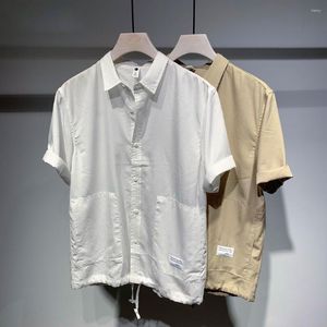 Erkekler Sıradan Gömlek Kısa Kollu Yaz Kıyafetleri Kore Moda Erkekler Sokak Giyim Düz Renk Temel Nefes İnce Soğuk