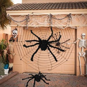 Altre forniture per feste festive Black White Halloween Spider Giant Stretchy Cobweb per casa Haunted House Persone PROPS Horror Halloween Decorazioni per feste L0823