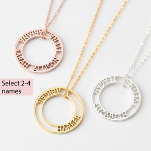 Strings Strings Colar personalizado para mulheres Mamãe personalizada Crianças com nome Jóias de aço inoxidável gargantilha Hollow Out Round Pingente Collar Hombres 230822