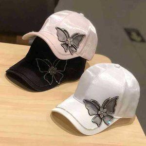 Moda Butterfly Rhinestone Baseball Cap Women Summer Sedk Setin visor Sun Hat Hat Leisure Lady Snapback Caps L230823