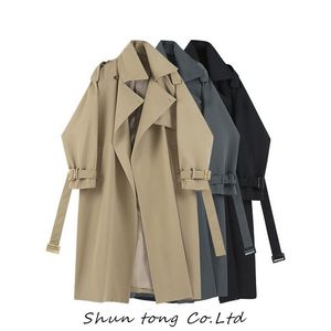 Женские траншевые пальто осенние пальто для женщин для ветровщиков корейские модные куртки одежда повседневная твердая длинная 230822