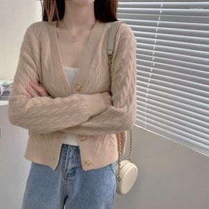 Magliette da donna Cropped Cardigan Crop Top Magile Ladie a V-Neck Knitted 2023 Coro Short White Short Short White