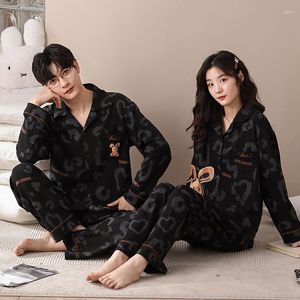 Men's Sleepwear Cotton Autumn Pajamas Set For Couples Fashion Cardigan Nightwear Women Home Clothes Men Casual Loungewear Pijamas Feminino