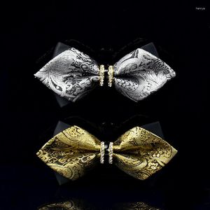 Bow Ties Fashion 2023 Erkekler Tasarımcı Marka Fransız Beyefendi Tie Paisley Düğün Bowtie Business Butterfly Knot Hediye Kutusu