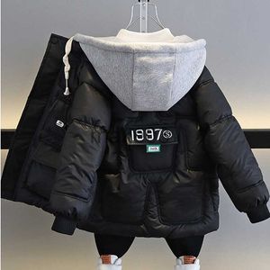 Down Coat Teenager Winter Boys Down Jacket Keep Warm Fashion Babyrock Huven Dragkedja Pojkar Ytterkläder Födelsedagspresent 414 år Kidkläder J230823