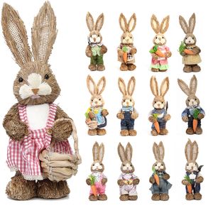 Dekorativa föremål Figurer Söta halm Standing Rabbits Easter Decorations Party Supplies Home Garden Bunny Ornament Theme 230822