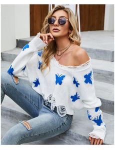 Women's Sweaters 2023 Rushed Real Cotton Sale Short Sexy Navel Knit Long Sleeve Pattern V-neck Pullover Sweater