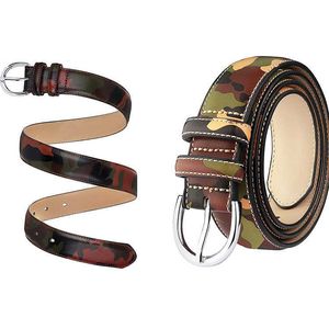 Hot Salking PU Leather Camuflage Belt Belt Men e Women Universal Needle Buckle Belt Printable