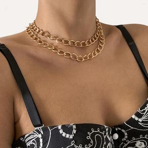 Ketten Hip Hop Punk Hohlkragen Halskette für Männer 2023 Vintage Multi -Layered Gold Color Metal Girl Girl Fashion Party Schmuck Geschenk