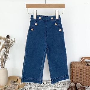 Calças jeans bebês cor de cor sólida meninas primavera outono menina menina casual estilo de criança jeans solto jeans