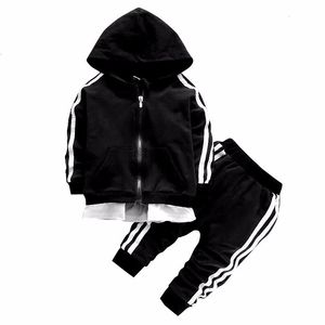 Zestawy odzieży Spring Baby Casual Tracksuit Children Chłopcy Dziewczyny Bawełniane spodnie z kurtką na zamek błyskawiczne