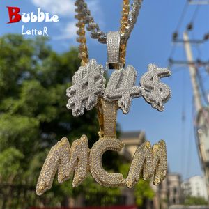 Strands Strings Bubble Letter Personalized Necklace Men Customized Name Pendant Iced Out Charms Hip Hop Jewelry Trend Luxury Designer 230822