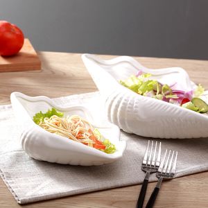 Dishes Plates Creativity Clam Shell Ceramic Plate Nordic Modern Solid Color Irregular Pasta Dinner Cake Dessert Home Tableware 230822