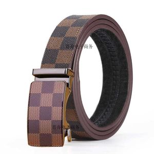 Online men's automatic buckle belt cheap letter plaid belt business casual belt