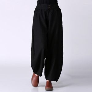 Pantaloni da donna autunno e pantaloni in lino in cotone invernale Casualbocker in stile etnico casual sciolte pessime letterarie