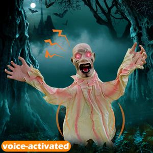 Decoração de festa Halloween Scary Doll Ground Plugin Large Swing Ghost Voice Control Horror Prop for Outdoor Garden Decor 230822