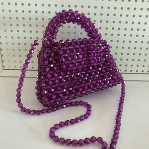 Evening Bags Handmade Bead Bag Hand Woven Celebrity Beading Handbags Designer Beaded Ladies Party Top handle Phone Purses and 230823