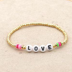 Strand Yastyt Love Letter Bracelets Vinil Pulseira de vinil para mulheres Jóias da moda Femme Valentine's Gold Color Beads