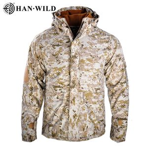 Men's Jackets Hiking Jackets Waterproof Hooded Windbreaker Coat Safari Thick Fleece Camo Jacket Tactics Military Jacket Men Hunting Clothes 230822