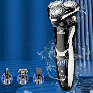 3 in 1 Electric Shaver Nose Hair Trimmer USB Rechargeable Portable Razor 3D Floating Blade Digital Display Shaving Beard Machine L230823