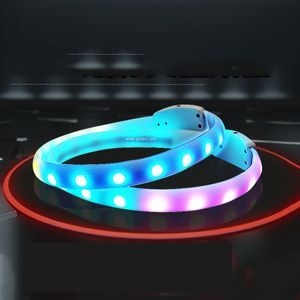 Hundhalsar LEASSHES LED PET KRALL Hållbart lysande halsband med blinkande lampor Valp Safety Glow Halsband USB Dog Collars 230823