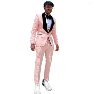 Abiti da uomo Abito da uomo da uomo con stampa a farfalla rosa 3 pezzi Slimt fit junior boy party smokings relievo un bottone black shalw lapel abiti