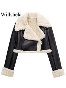 Jaquetas femininas Willshela Mulheres Moda Moda Solid Front Zipper