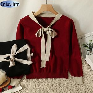 Maglioni femminili autunnali inverno donne eleganti ufficio lavoro lavoro a maglia top rosse broll brow plackover 230822